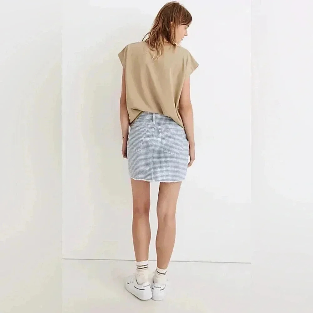 Madewell Stretch Straight Mini Skirt in Gingham: Raw-Hemmed Edition - Picture 4 of 8